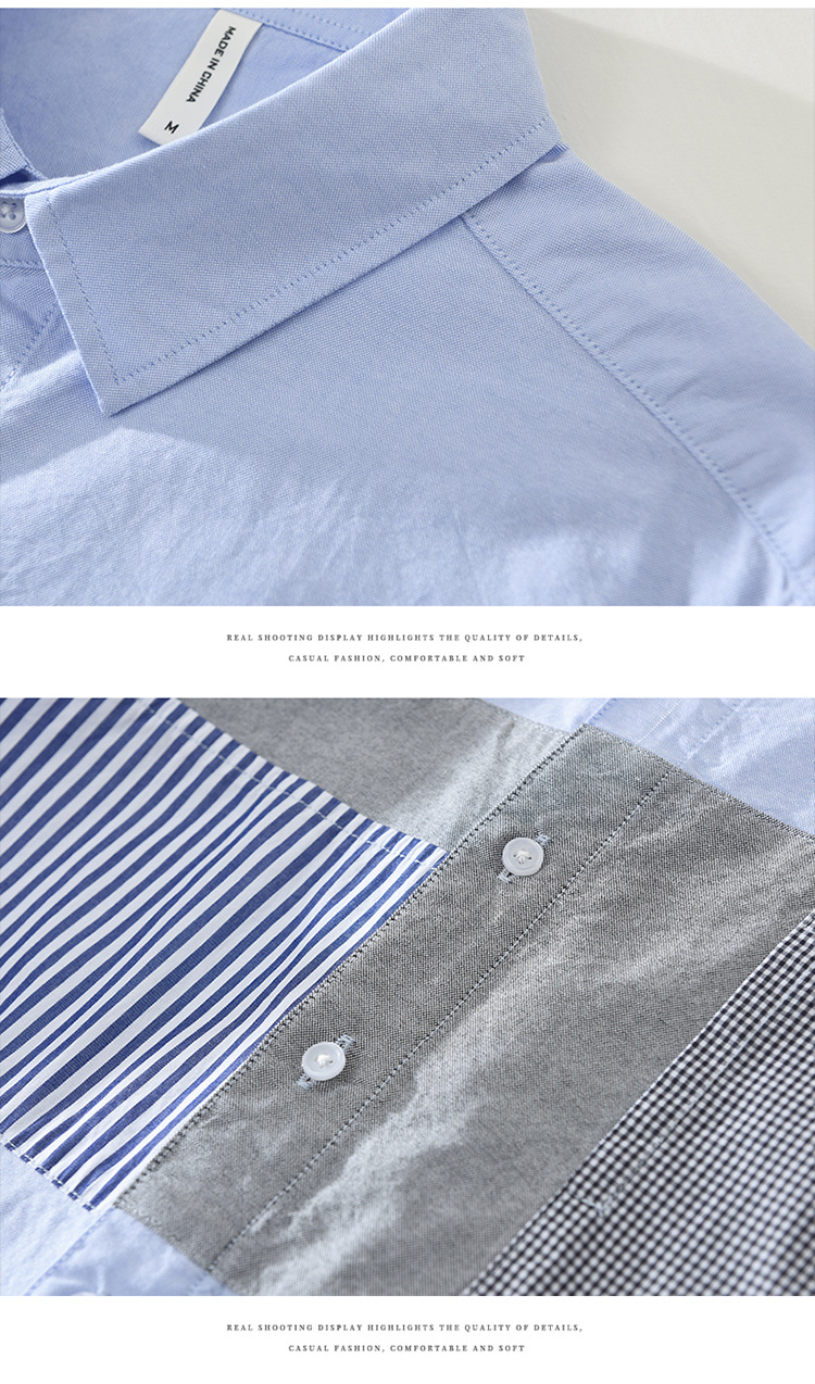 7361 Japanese-style striped long-sleeved shirt for men, Oxford fabric casual and artistic loose top for men, one piece for delivery pic 10