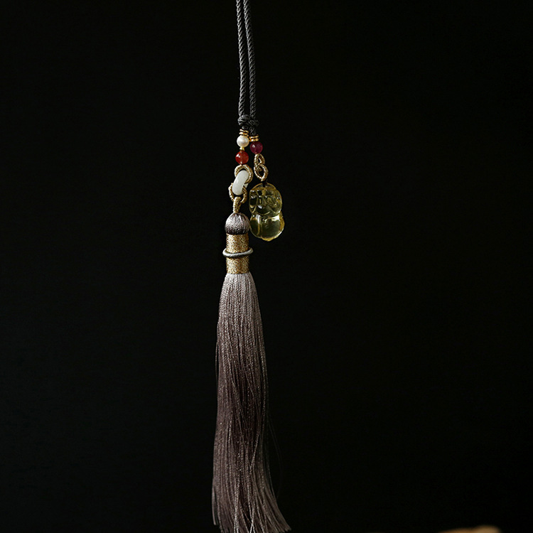 Natural crystal tassels, car hangers, bag hangers, key hangers, yellow crystal PI Xiu waist accessories, Hanfu, walking prohibition, cheongsam, lapel pic 14