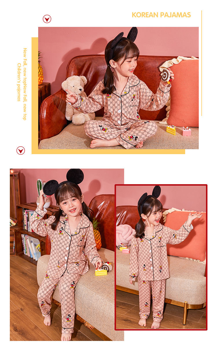 儿童睡衣女孩春夏长袖翻领牛奶丝套装开衫宝宝卡通外贸男童家居服详情23