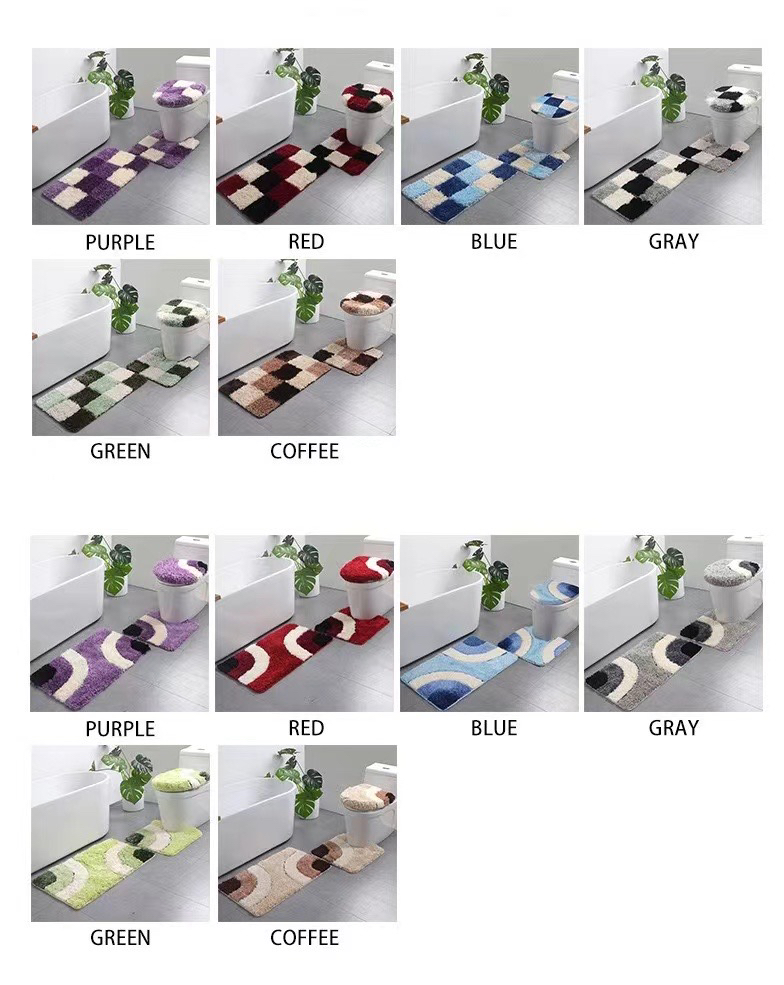 加厚几何浴室马桶三件套卧室客厅防滑垫子卫生间吸水脚垫入户地垫详情16
