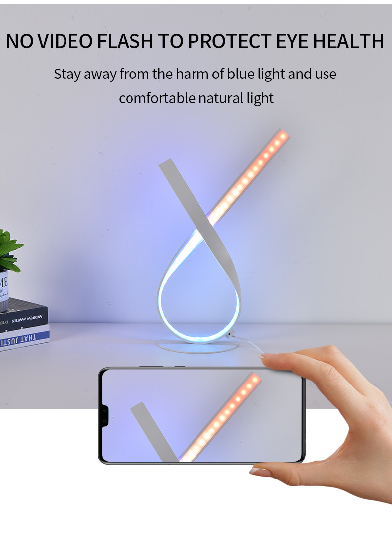 Creative, fashionable and personalized desk lamp for foreign trade, simple, romantic and warm bedroom, remote control dimming, smart APP, color-changing light RGB pic 10