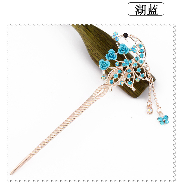 复古流苏头饰玫瑰花镶钻发簪 时尚清新步摇簪子发饰厂家主营详情32