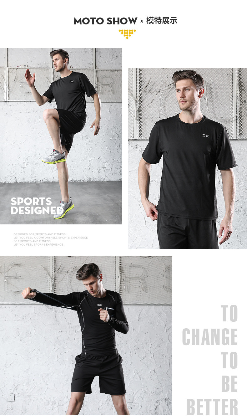 Quick-drying clothes for men, short-sleeved loose fitness T-shirts, running shirts, half-sleeved T-shirts, large-sized sports T-shirts pic 11