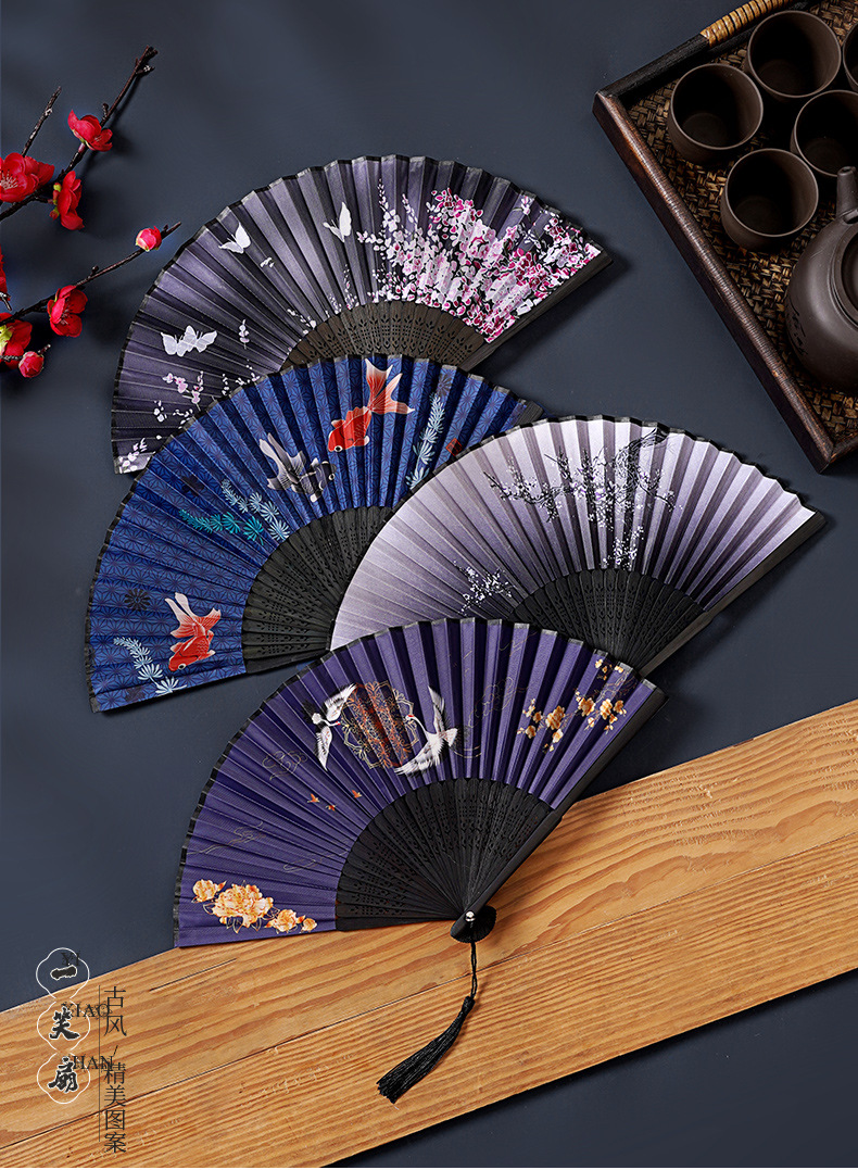 中国风夏日随身流苏扇子折扇古风古代汉服男式汉服儿童舞蹈小竹扇详情3