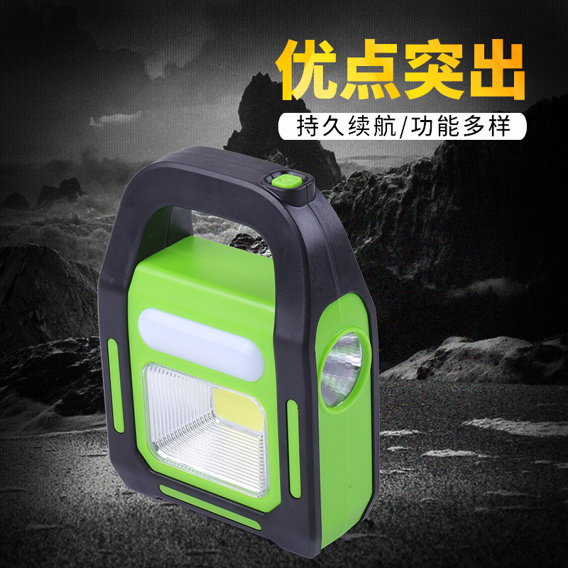 LED outdoor portable work light, searchlight, solar cob camping light, built-in USB charging searchlight pic 5