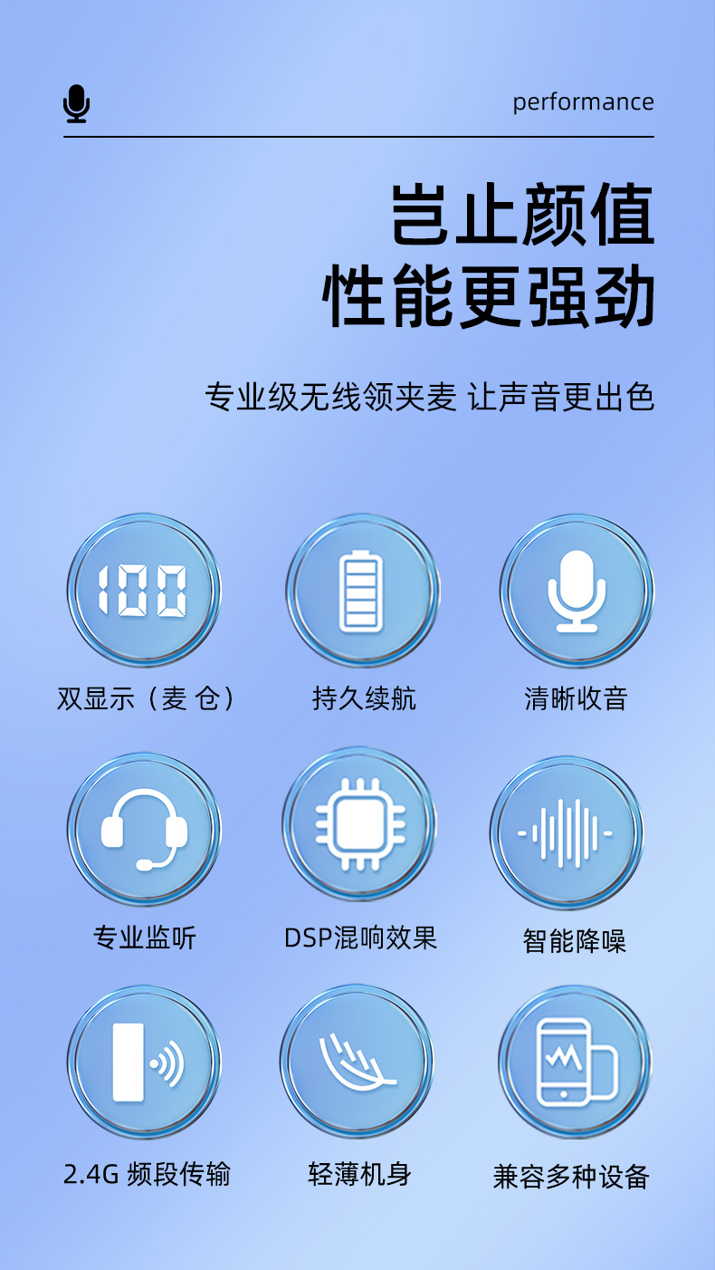 新款S18无线麦克风领夹式收音降噪 直播麦数显话筒短视频直播私模详情16