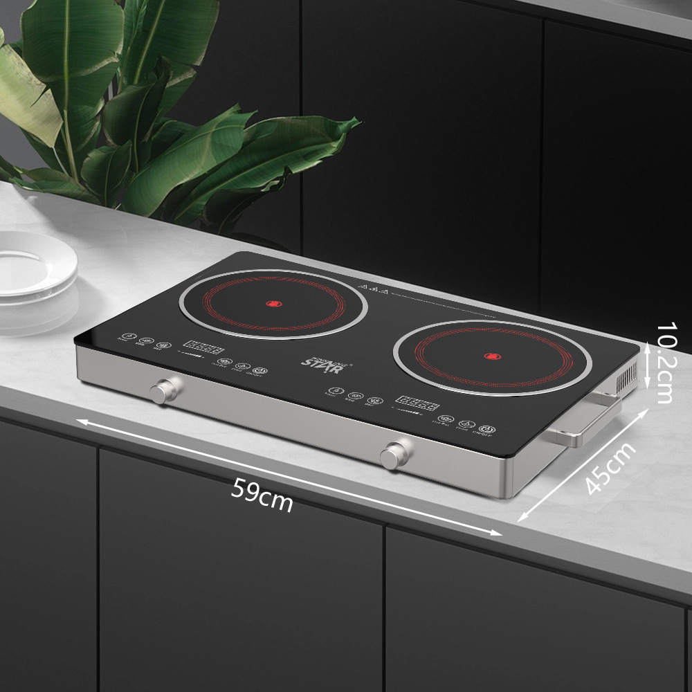 Winningstar Cross-border Household multi-functional black crystal touch panel double-head electric Ceramic Stove for stir-frying, stewing soup and barbecuing pic 4