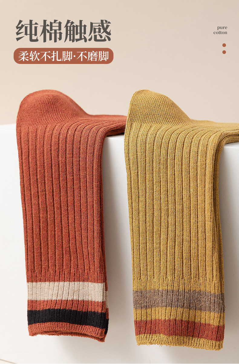 袜子女秋冬中筒袜棉100％保暖女款棉冬天女士长袜冬季堆堆袜详情3