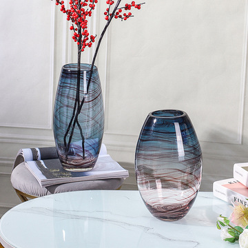 琥珀豹纹玻璃花瓶北欧风大口径花瓶桌面摆件客厅插花器水培瓶现货详情15