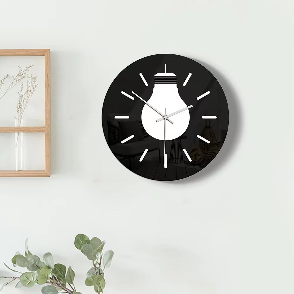 厂家批发家居装饰黑白圆形创意挂钟 客厅卧室透明亚克力复古钟表详情5