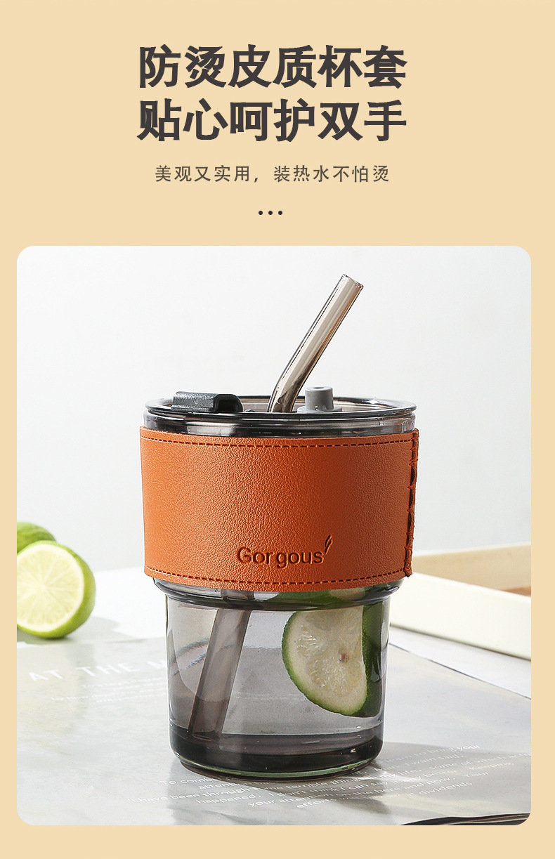 The popular bamboo joint cup, InS-style straw coffee cup, store anniversary promotion advertisement, gift glass water cup with logo printing pic 12