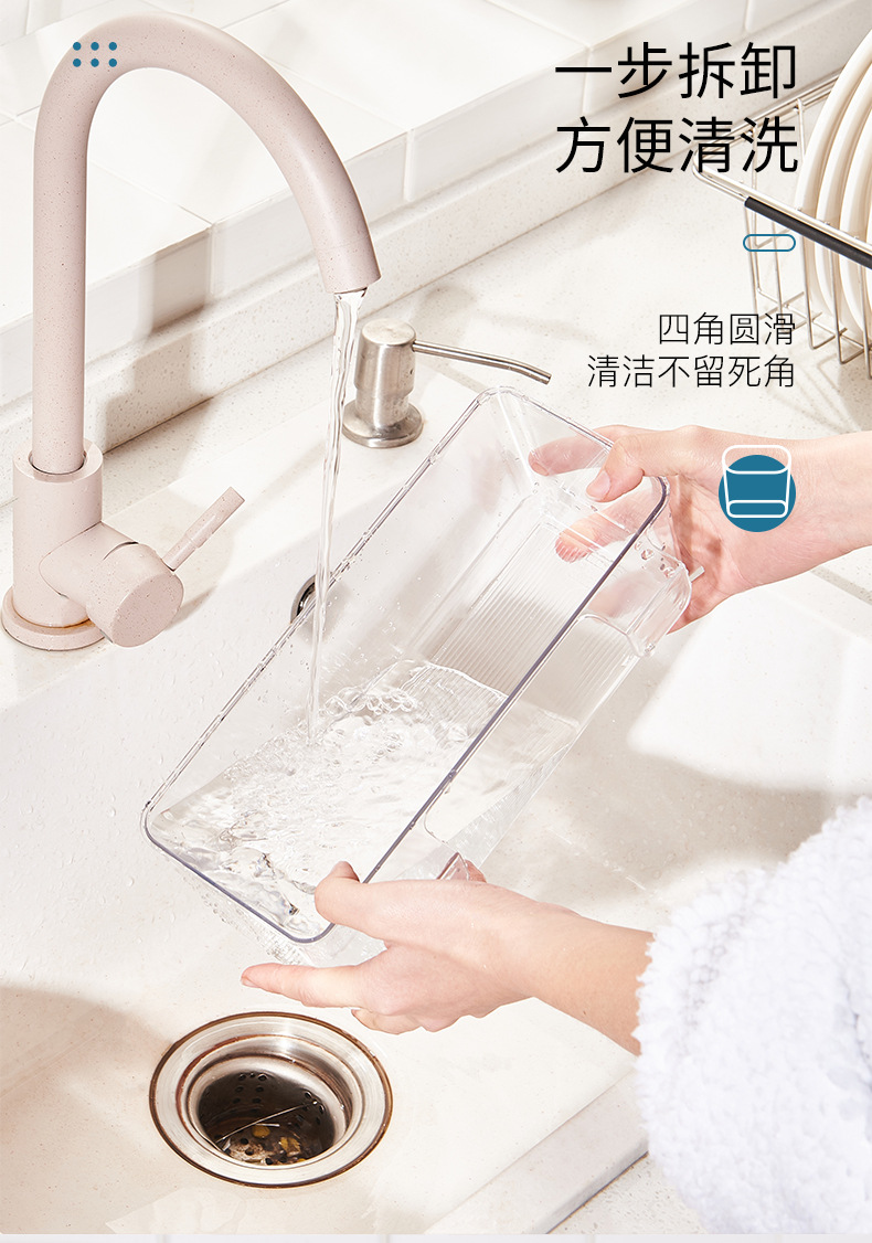 W15-A69-72 Kitchen wall-mounted trash can, transparent PET cabinet door, hanging storage box for small items on the desktop pic 11