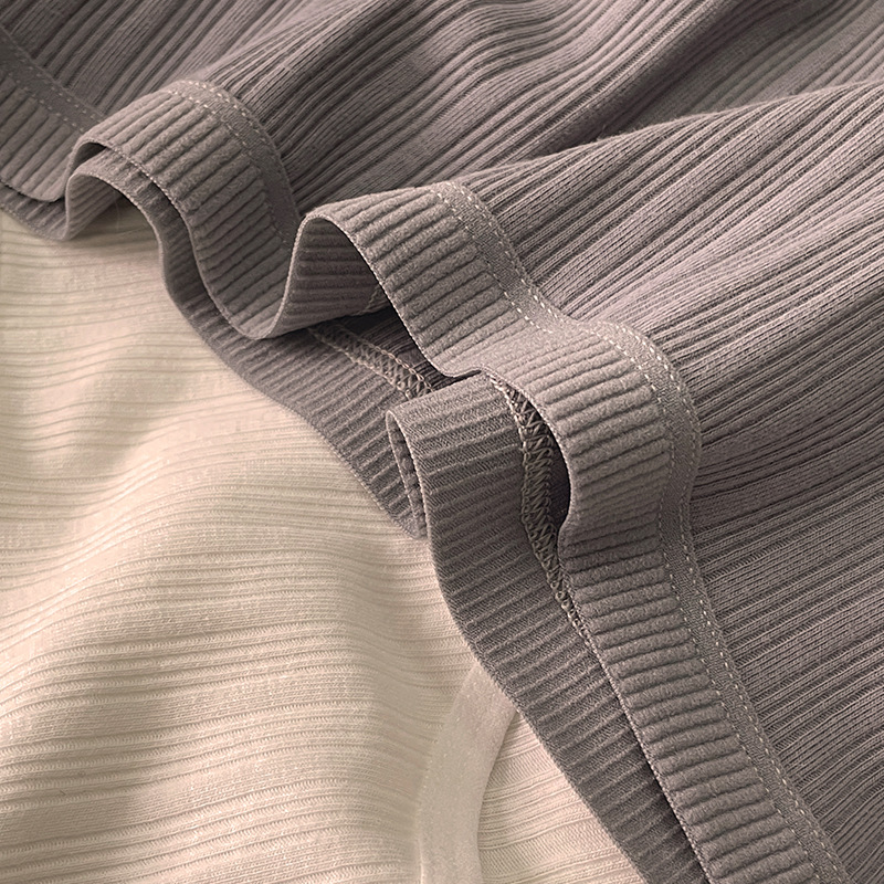 极简主义纯色纯棉全棉螺纹条纹少女内裤 无痕舒适透气中腰三角裤详情15