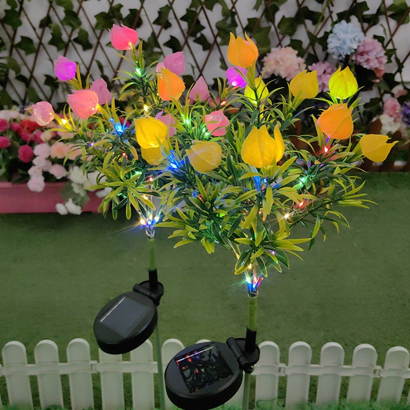 Solar-powered gardenia flower simulation lanterns, LED courtyard garden decoration, lawn lantern grass, outdoor waterproof atmosphere lights pic 7