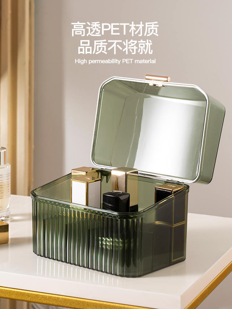 跨境好物梳妆台带盖轻奢高颜值通明口红收纳盒首饰整理箱厂家直销详情5