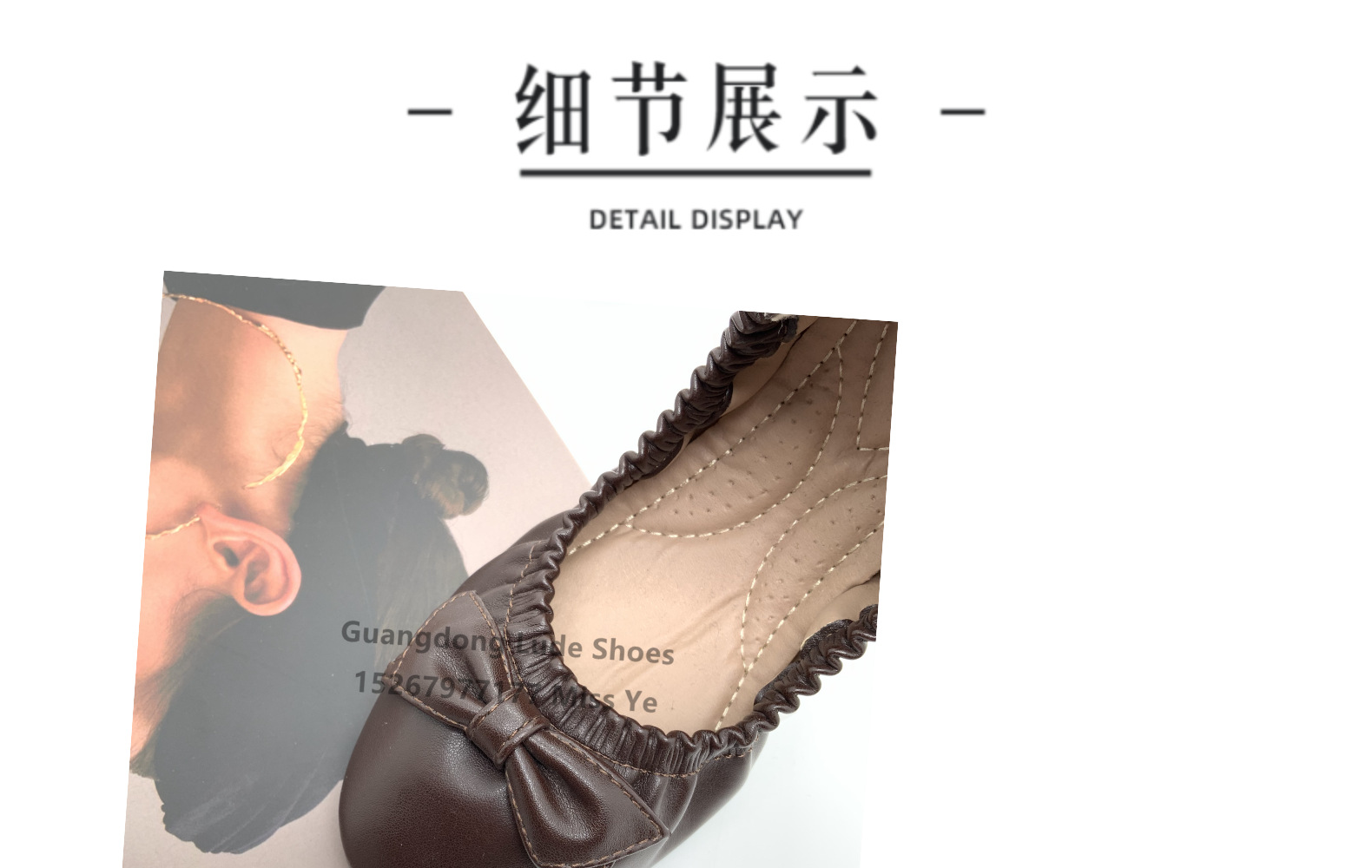 新款春夏季女士休闲单鞋广州女鞋工艺鞋蝴蝶结休闲舒适百搭蛋卷鞋详情5