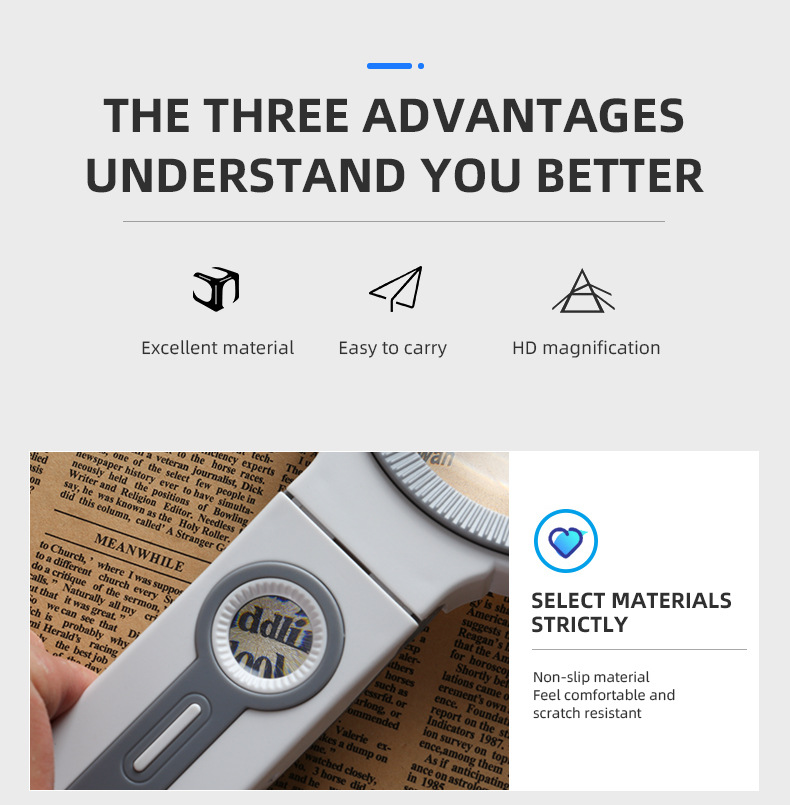 The new 7068 handheld folding dual-purpose magnifying glass with a lamp pic 7