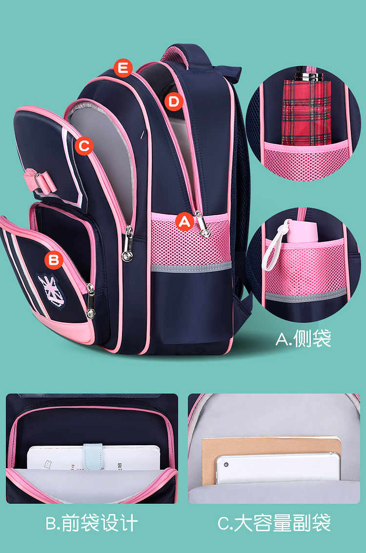 New primary school schoolbag for girls with bow double shoulder bag 1-3-6 grade PU waterproof and weight-reducing children bag pic 13