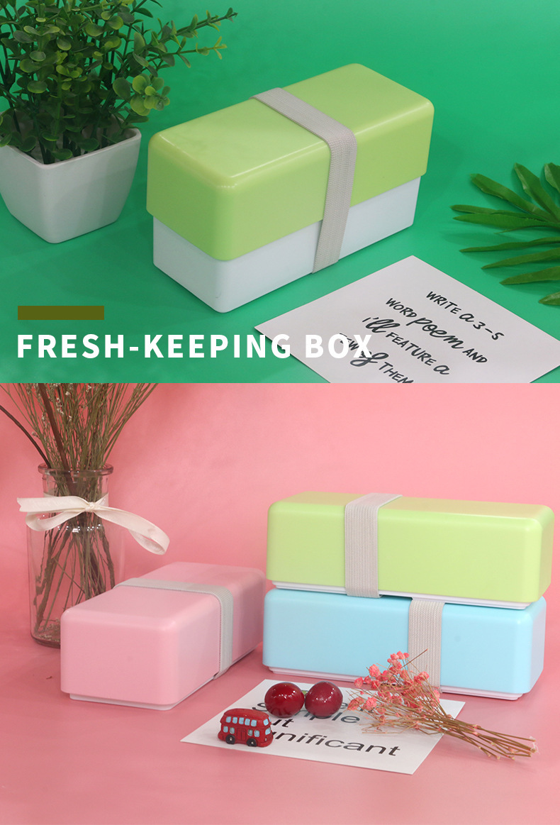 INS japonés de doble capa comprimido lunch box plegable pequeño fresco simple bento box para adultos estudiantes con lunch box pic 10