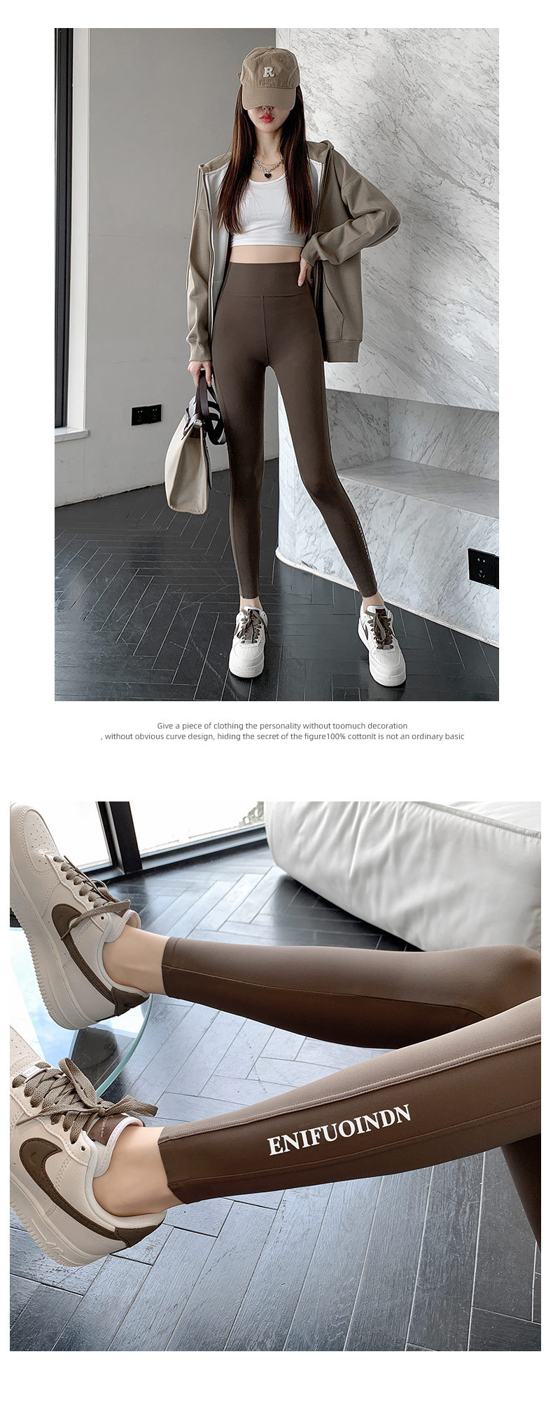 2022款秋冬加厚鲨鱼皮打底裤女外穿高腰瑜伽芭比裤九分鲨鱼裤批发详情13