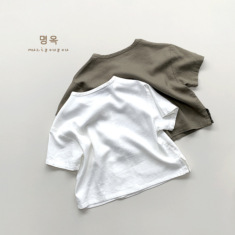 日系棉麻风~男女童上衣儿童个性韩版短袖T恤小衫森系复古风潮童装详情9