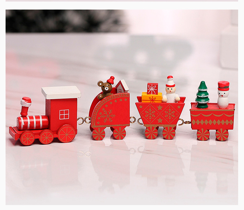跨境圣诞装饰品木质四节小火车儿童圣诞礼物橱窗桌面摆件蛋糕装饰详情19