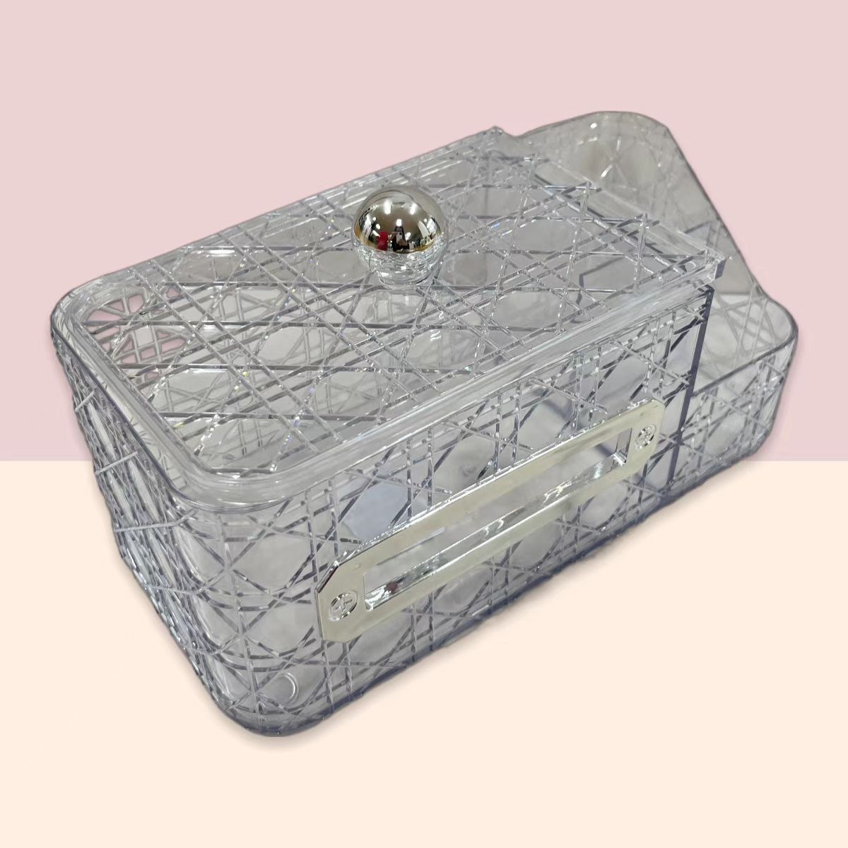 New product rattan grid pattern multi-functional tissue box in stock, light luxury home, hotel desktop tissue box storage box pic 5