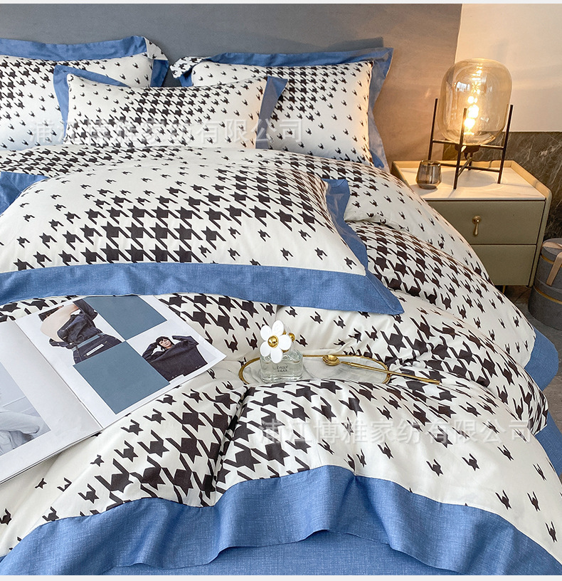 Boya Home Textile Wholesale 2022 New Style Modern and Simple All-cotton Wide Edge Light Luxury Style Four-piece Set Pure cotton bed sheet and duvet Cover pic 11