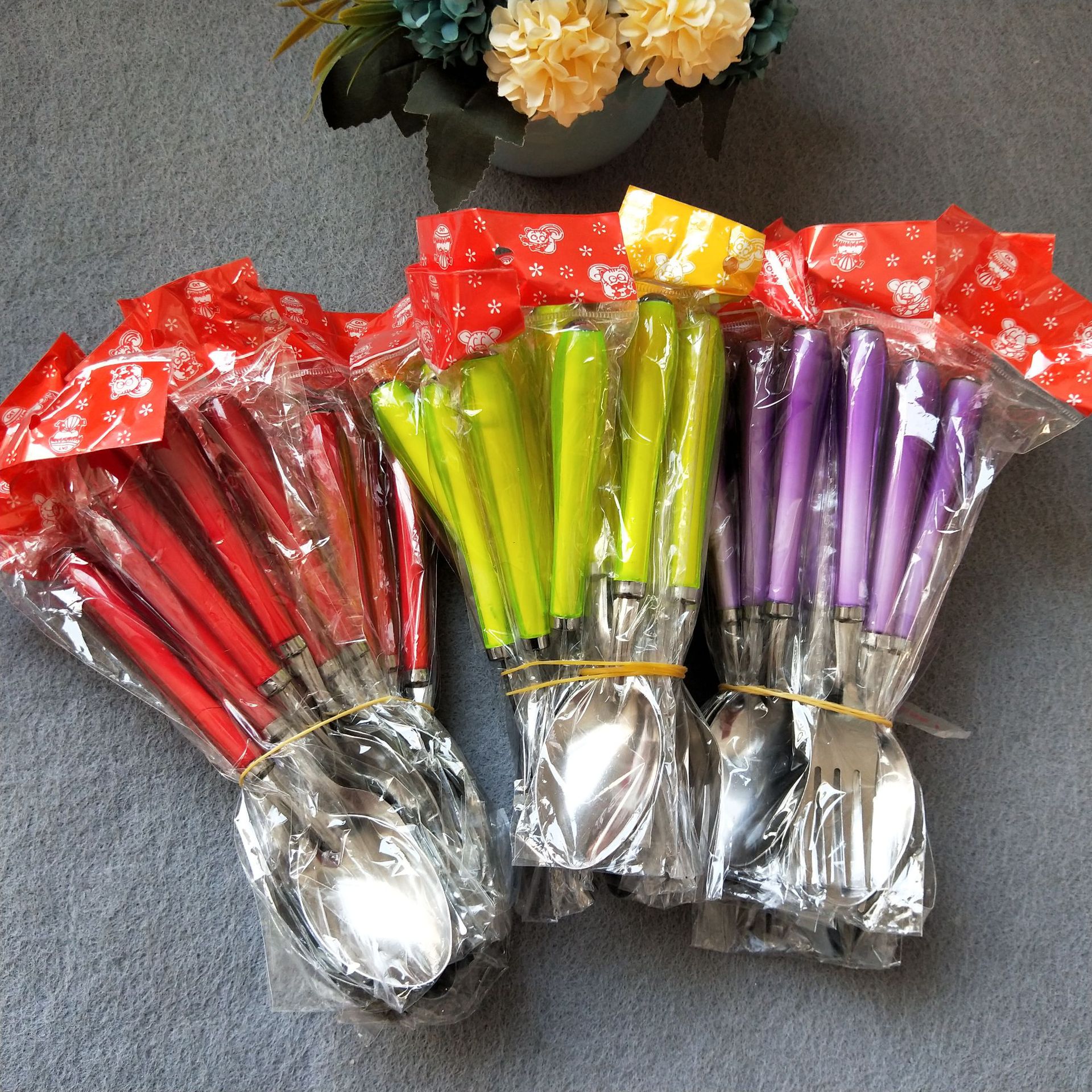 One-yuan and two-yuan spoon and fork sets, colorful handle spoons and forks, spoons and forks, one-yuan supply pic 3