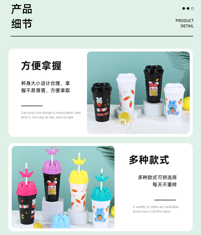 跨境热销可爱米奇吸管水杯卡通高颜值塑料水杯家用儿童塑料杯现货详情6