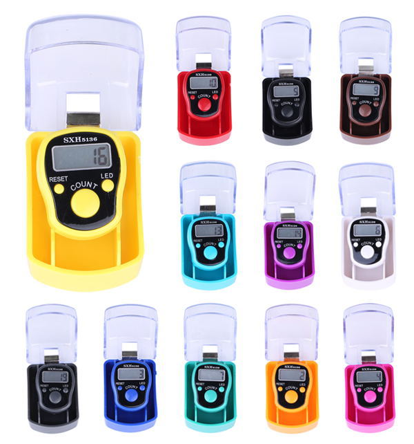 Factory straight hair band light LED finger counter transparent gift box manual counter ring finger counter pic 2