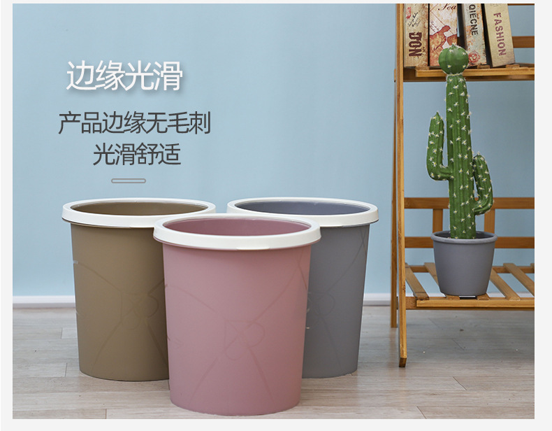 Q803 integrated plastic trash can with pressure ring, household sanitary bucket, garbage basket, integrated flip cover and pressure ring trash can pic 13