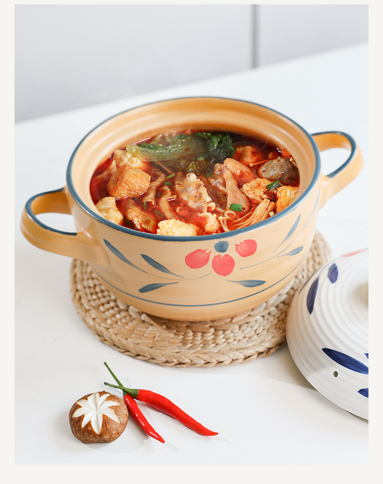 Retro clay pot stew pot for making soup, household open flame high-temperature resistant gas stove, special ceramic Japanese-style clay pot and tile pot pic 9
