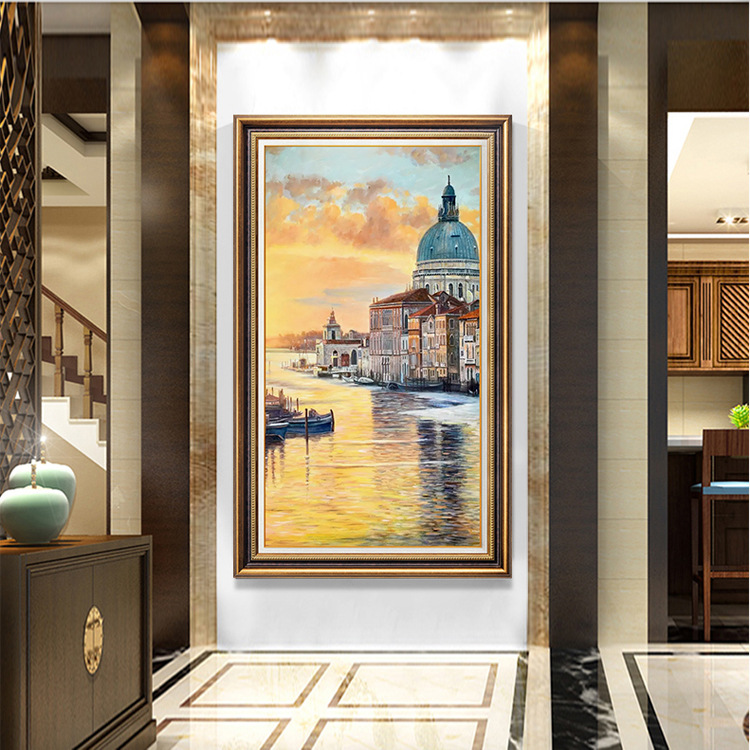 American-style entrance foyer hanging paintings, modern art, European-style vertical corridor and passageway decorative paintings, grand murals, large size pic 10