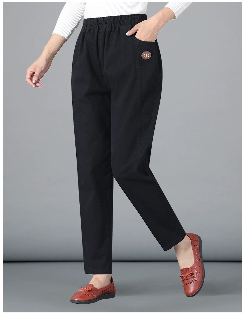 斜纹棉秋冬长裤中老年纯棉弹力女裤中年人春秋款外穿宽松直筒详情19