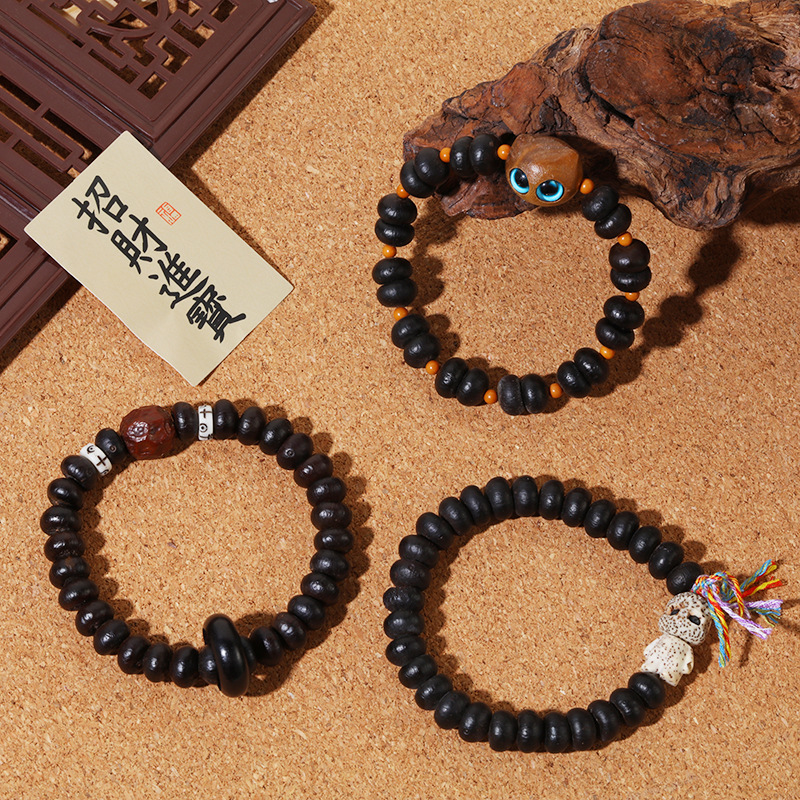 Purple gold bowl Abai prayer beads bracelet, Big Eye Cat single-loop bracelet, purple gold mouse Ebony running ring Buddhist prayer beads and cultural play accessories pic 1