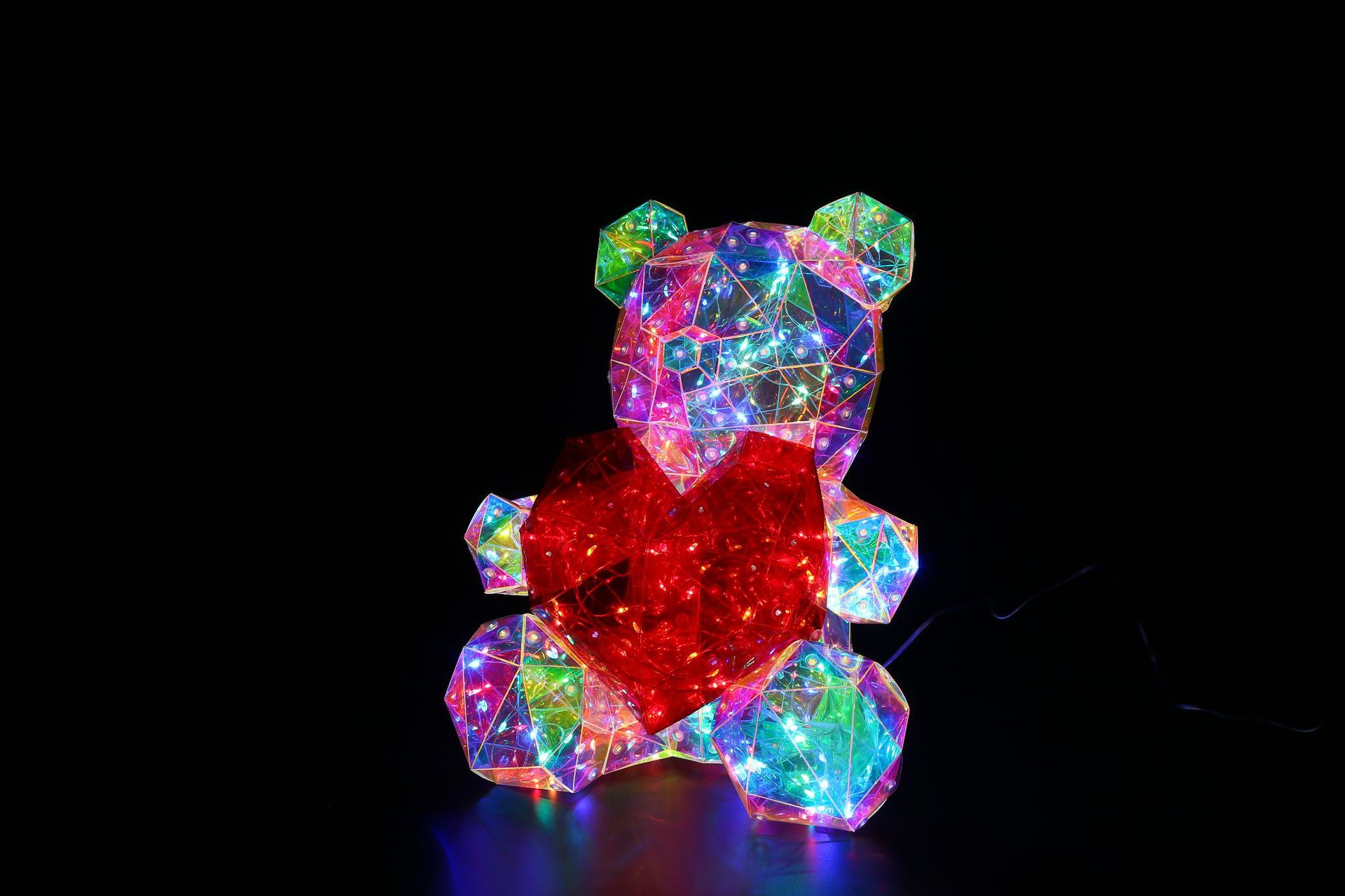 Colorful heart-shaped bear luminous lamp birthday creative decoration, popular heartwarming gift for girls wholesale pic 4