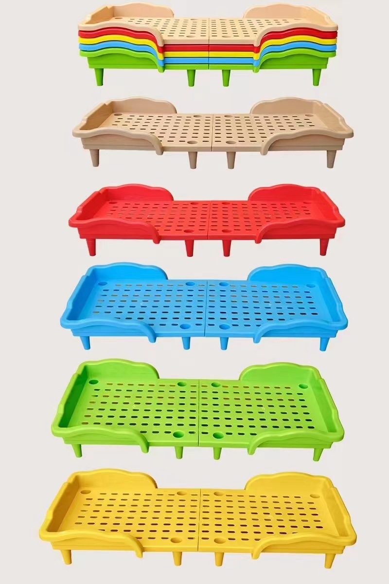 Special plastic foldable bed for children's nap time in kindergartens, single bed for family children's nap time, and small spliced bed pic 16