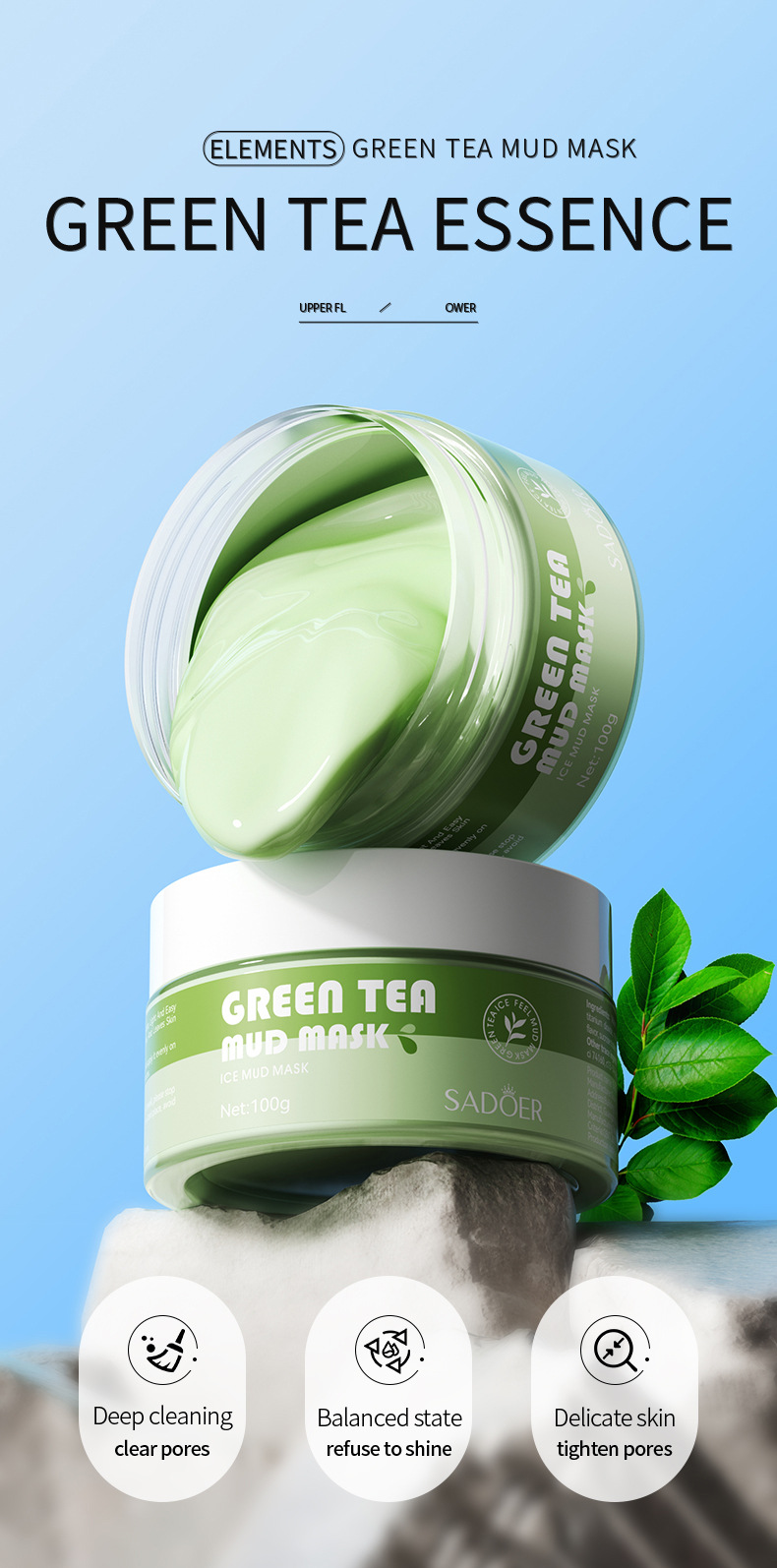 All-english SADOER Cleansing Mask 100g Cranberry, ginger and green tea application type cross-border export wholesale pic 3