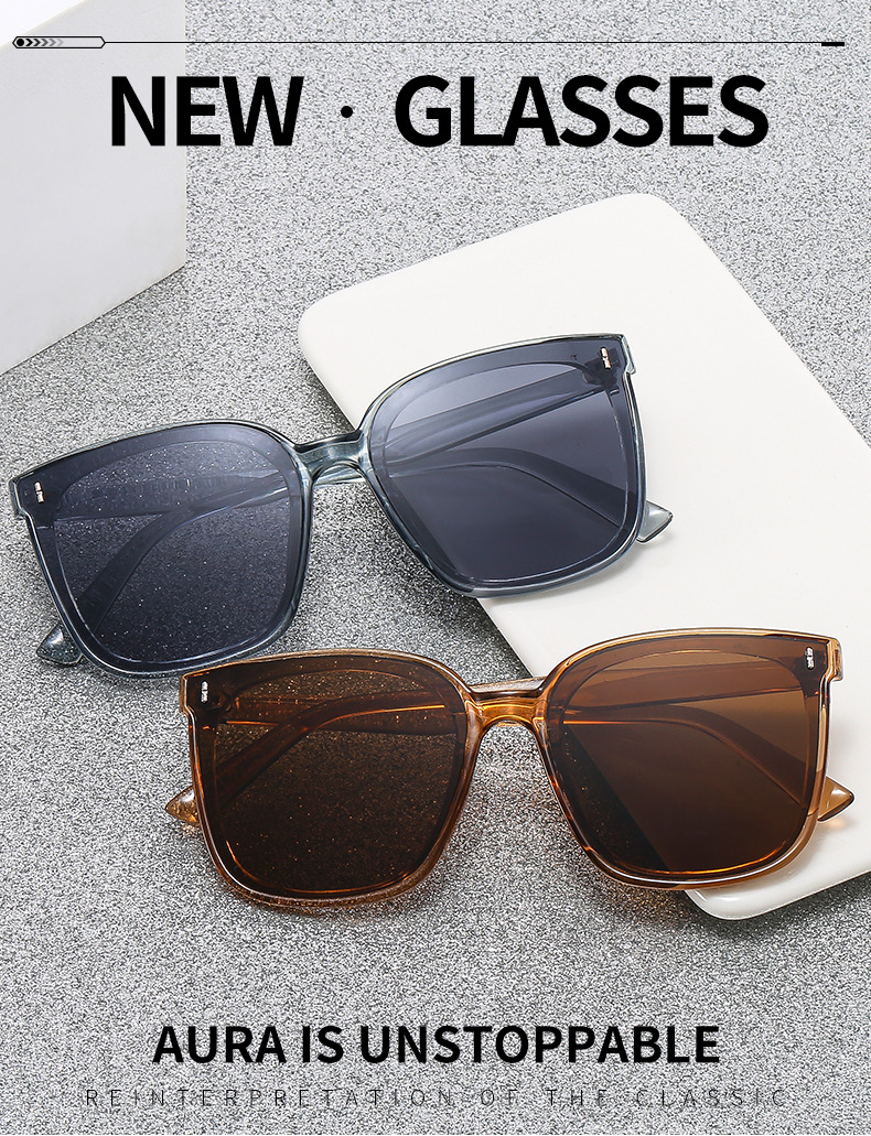 New sunglasses for women, the same large-framed sunglasses as Douyin influencers, Korean style trendy street style, vertical stud glasses for men, 808 pic 2