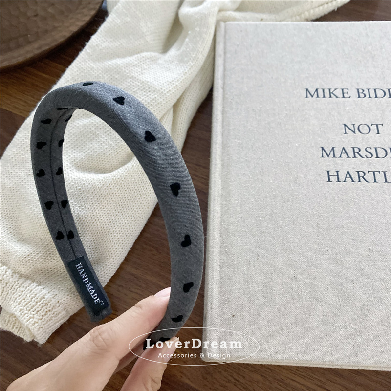 A new high-quality black polka dot heart-shaped bow headband from South Korea, sweet and fashionable headband, versatile hair accessory pic 31