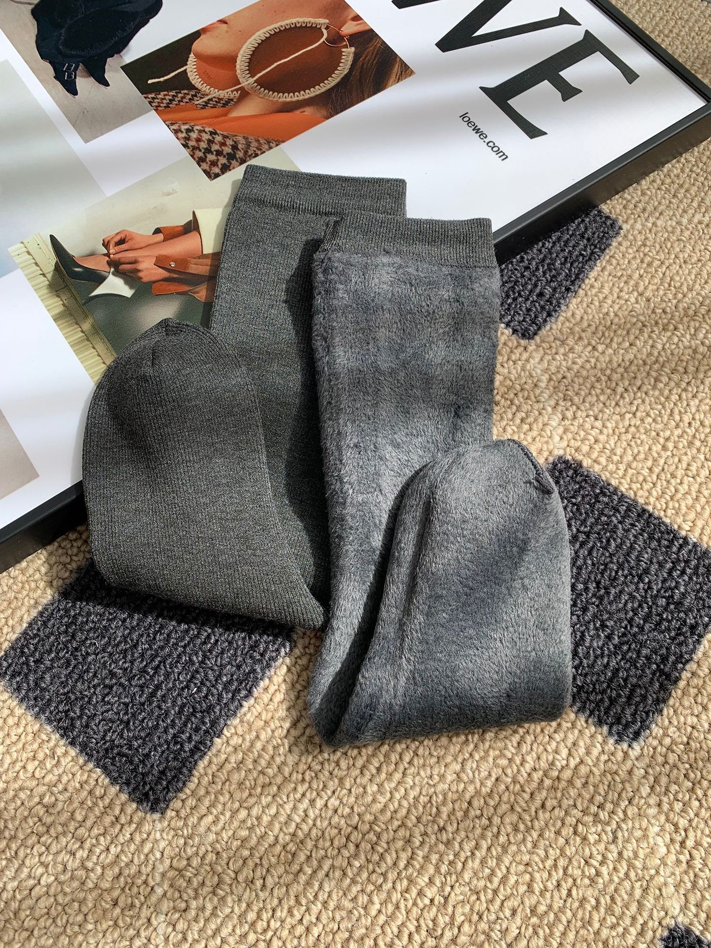 Unisex couple style fleece and thickened warm snow socks, mid-length home cotton socks, postpartum socks, floor socks pic 42