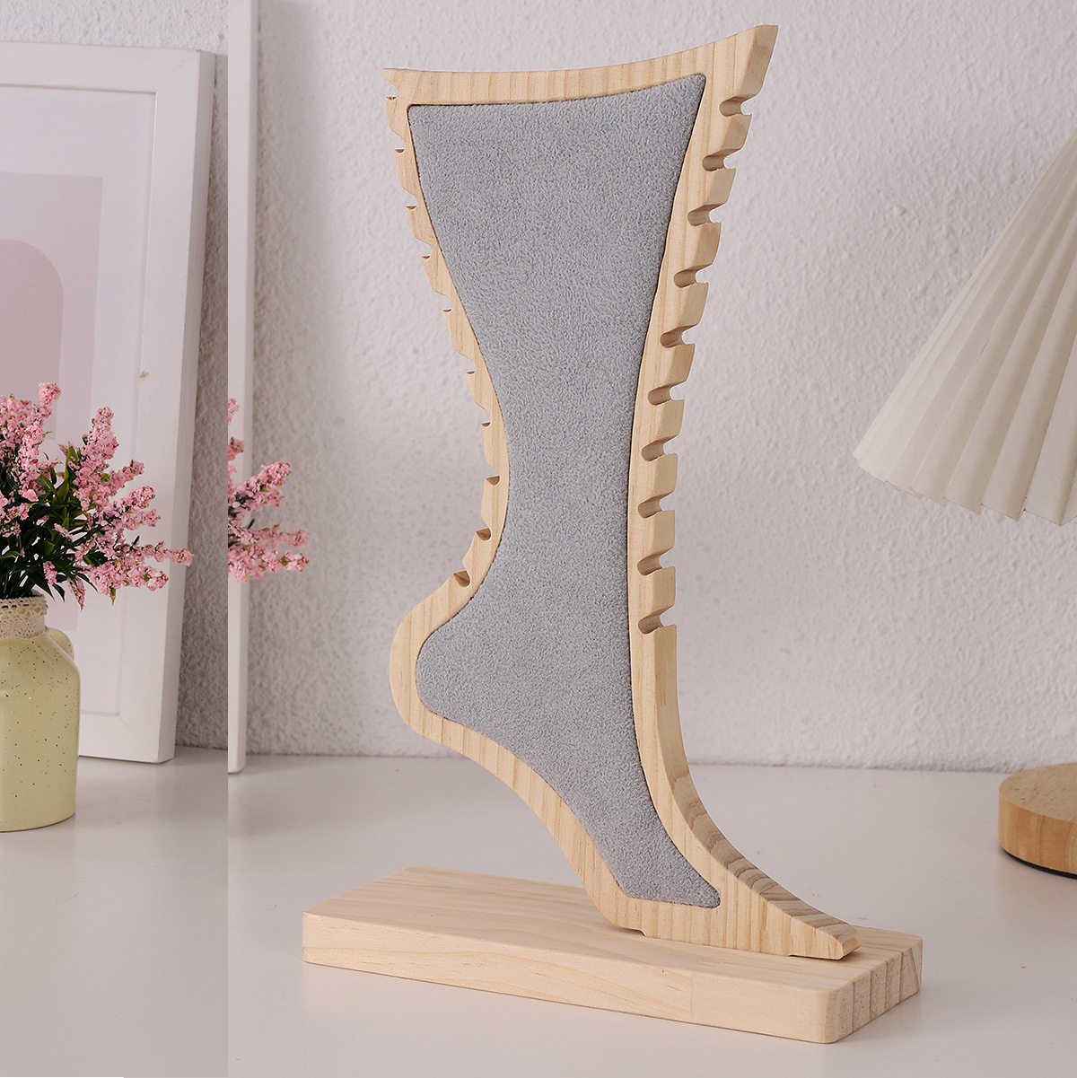 新款足形竹木项链展示架实木板创意首饰挂架项链饰品架陈列展示详情11