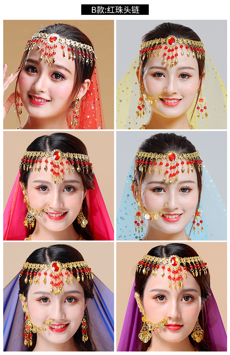 肚皮舞蹈宝石头链发卡发夹印度舞蹈表演出配饰品头箍首饰头饰发箍详情7