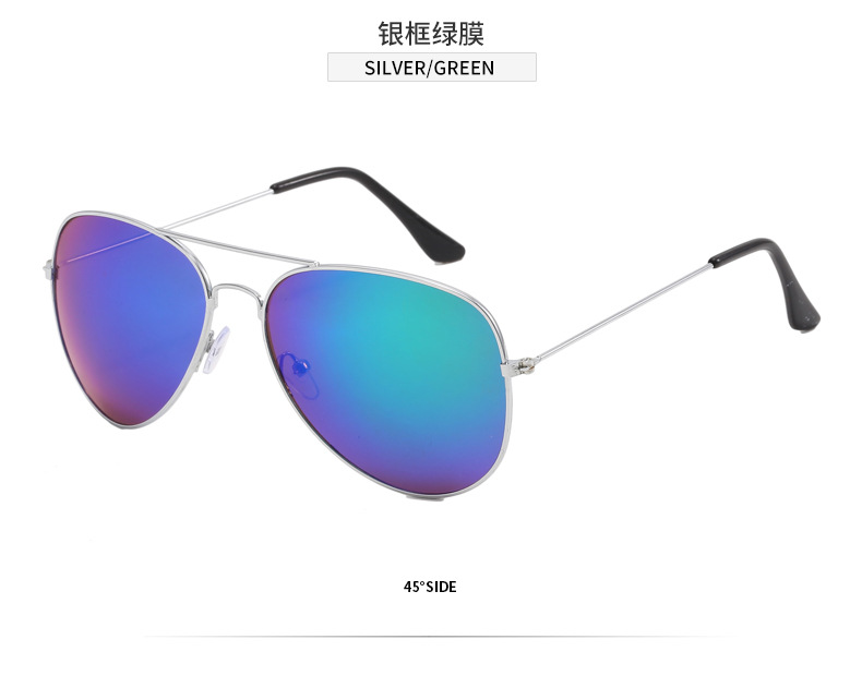 工厂批发男款时尚金属框太阳镜多色商务风飞行员蛤蟆通用款墨镜详情14