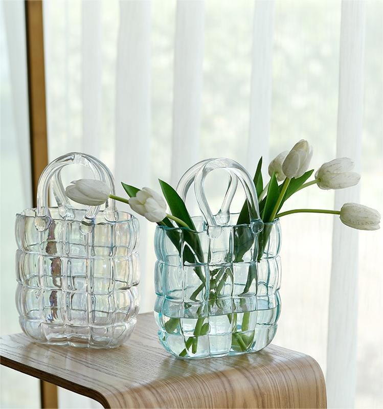 Nordic InS-style valley vase, irregular glass vase, high-end home living room decoration flower arrangement pic 2