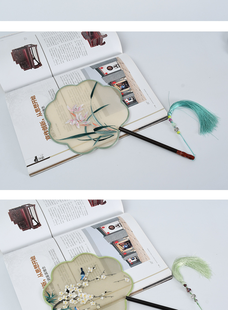 手工苏绣宫扇真丝刺绣宫扇 工艺品扇团扇 非遗手工刺绣苏扇批发详情14