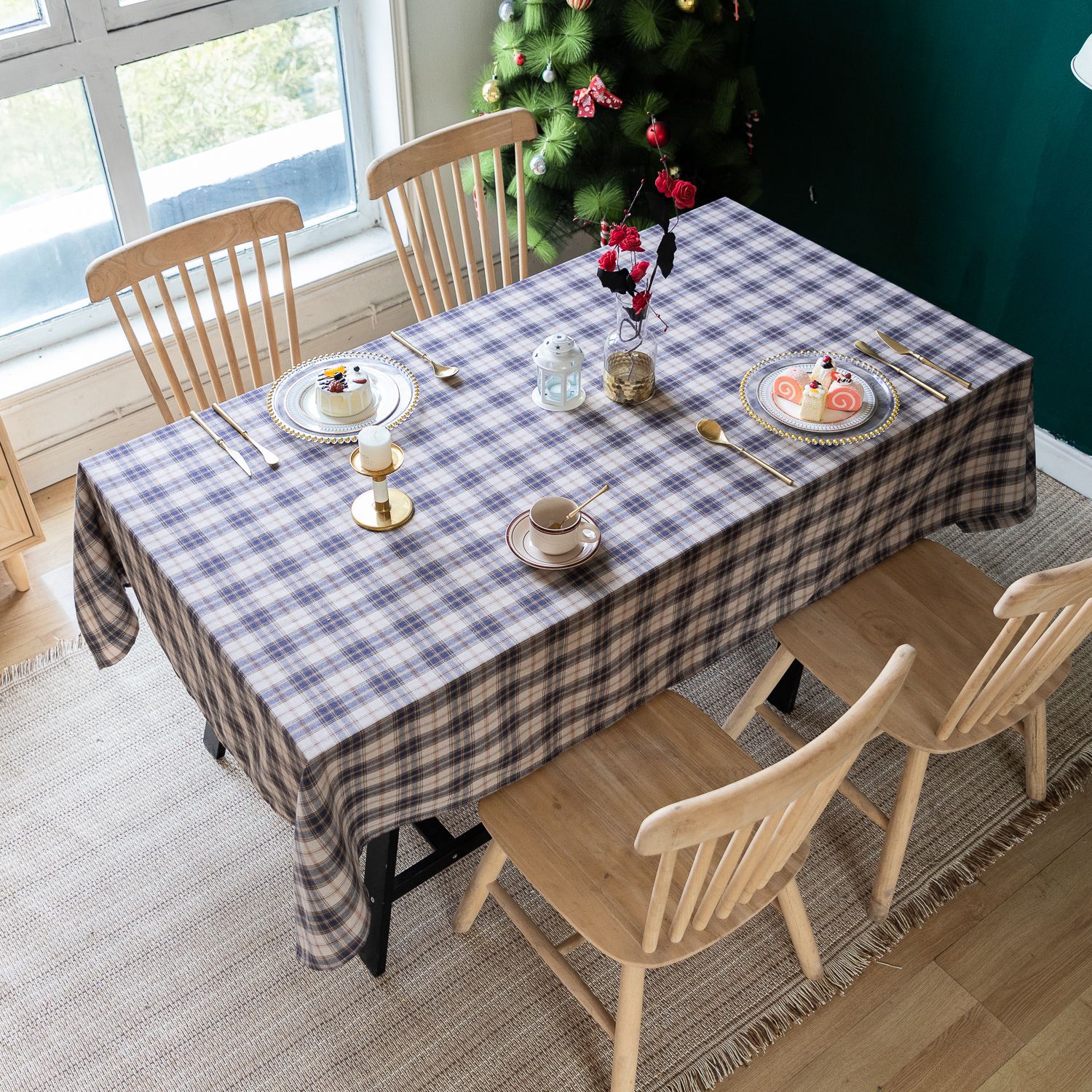 American green checkered table fabric Christmas Day Amazon rectangular atmosphere decoration tablecloth manufacturer, South Korea pic 37