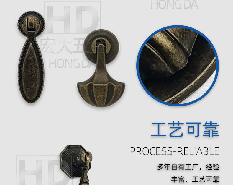 复古衣柜橱柜鞋柜斗柜门把手青古铜做旧欧式仿古单孔抽屉拉手详情6