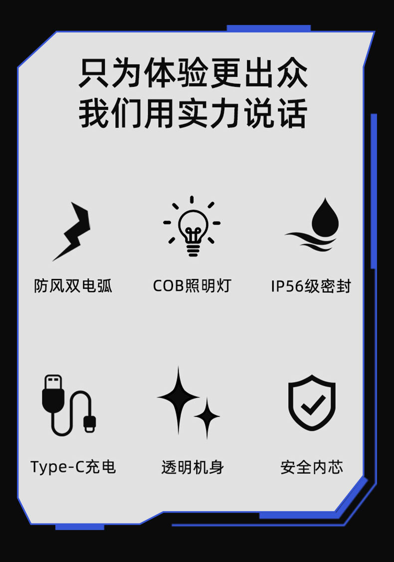 新透明壳usb电弧打火机照明灯户外防水可选Type-C充电脉冲点烟器详情3